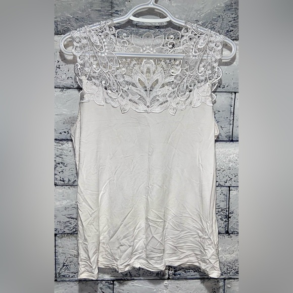 Arianne Tops - Arianne Lace Reversible Cami White Lace Top XL Y2K